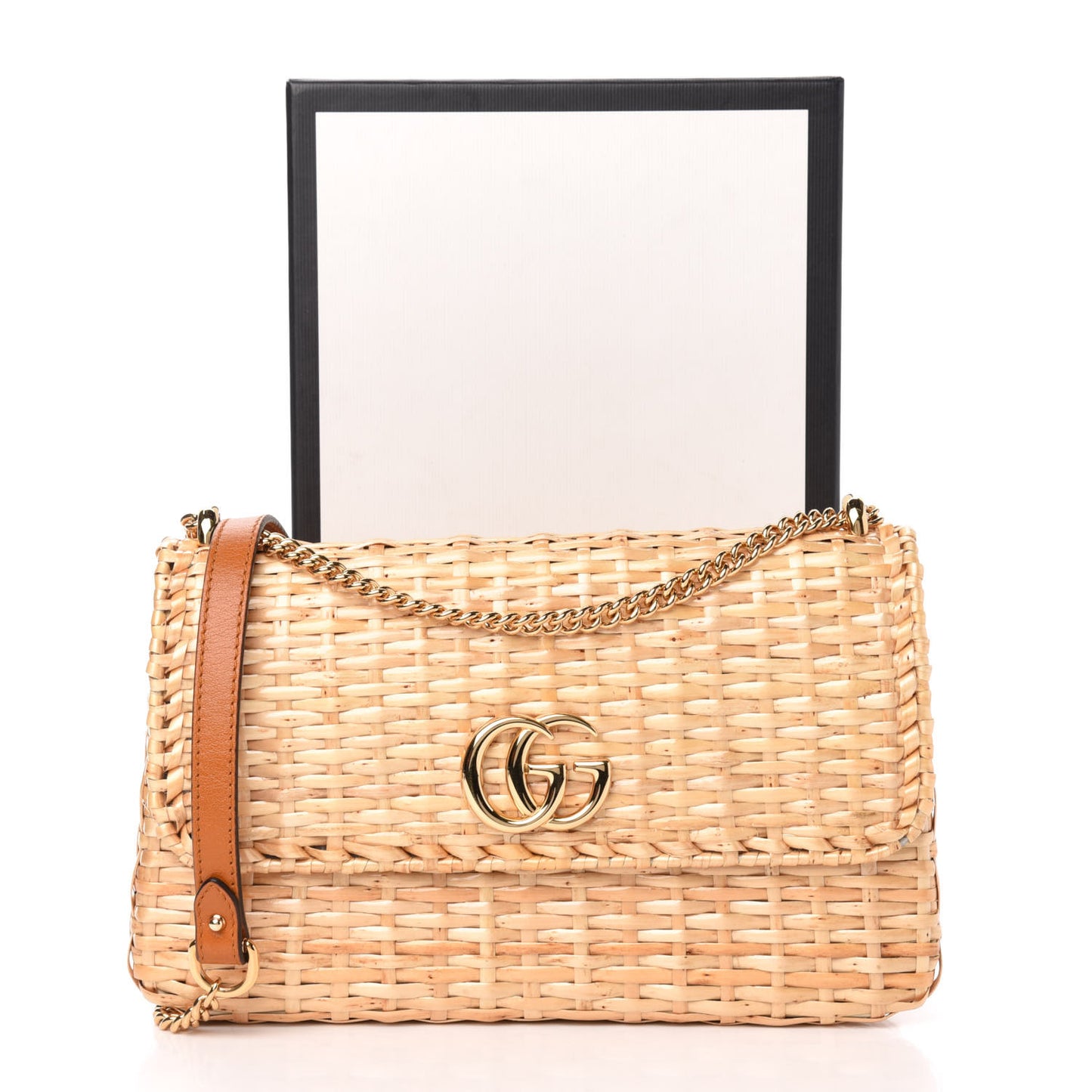 Glazed Wicker Small Cestino Shoulder Bag Natural