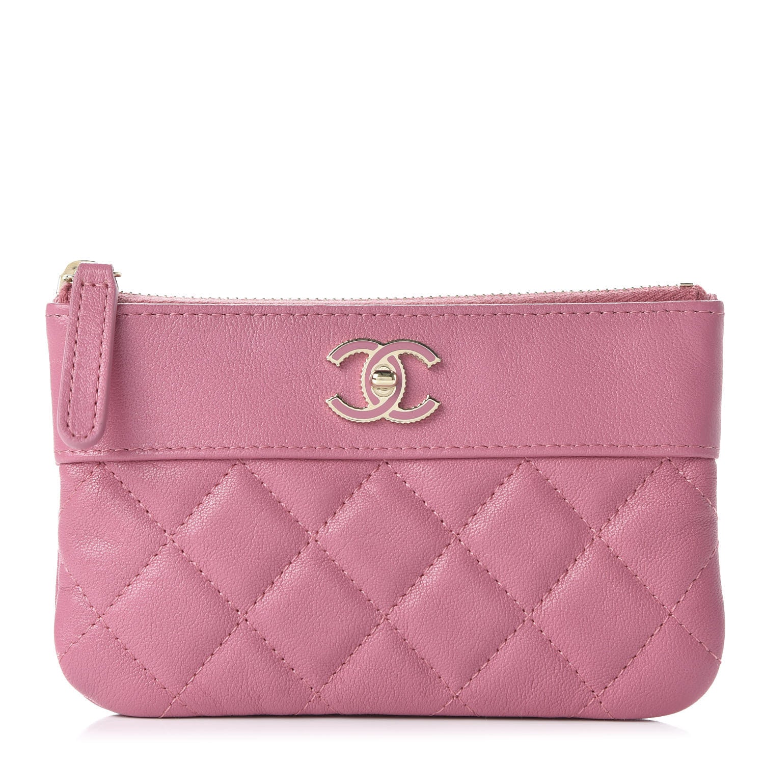 Chanel Sheepskin Quilted Small Vintage Mademoiselle Cosmetic Case Dark Pink 1 of 10