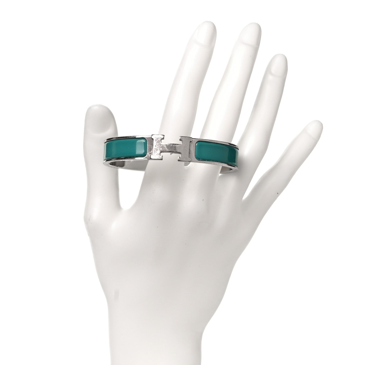 Hermes Enamel Narrow Clic Clac H Bracelet PM Emeraude 2 of 4