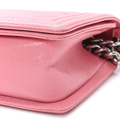Chanel Caviar Chevron Quilted Medium Boy Flap Pink 10 of 11