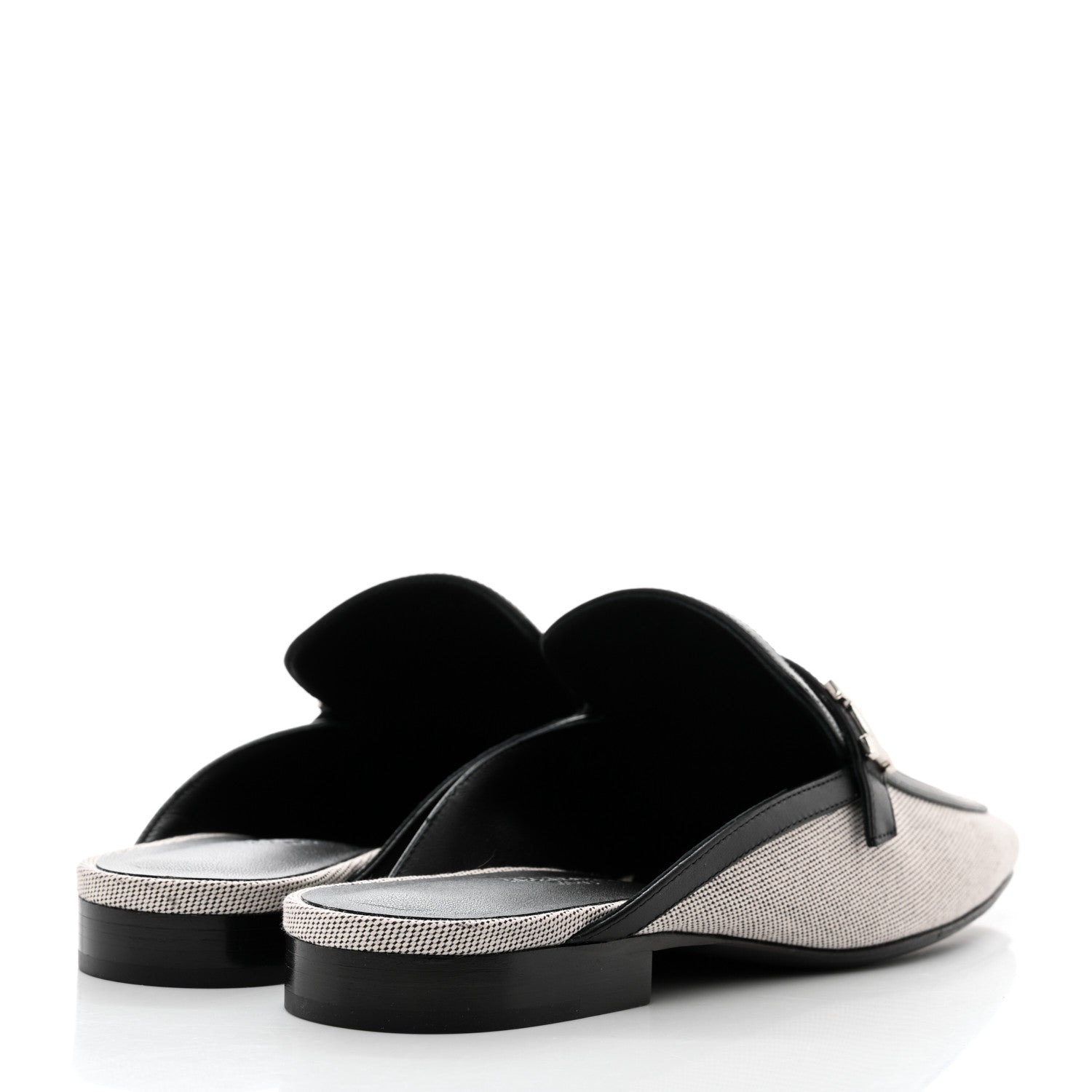 Hermes Canvas Calfskin Groupie Mules 36 Prunoir Black 4 of 9