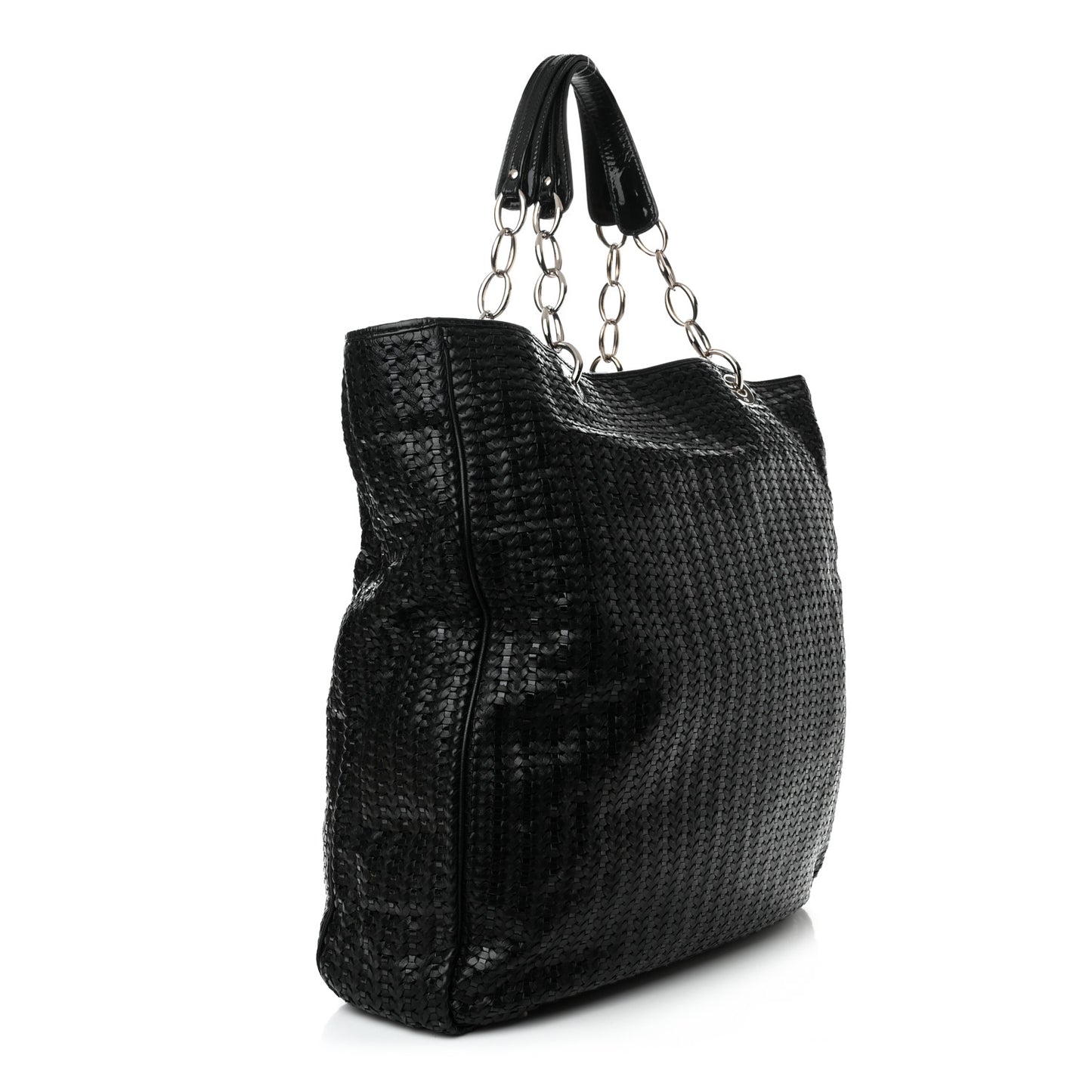 Lambskin Woven Dior Soft Shopping Tote Black