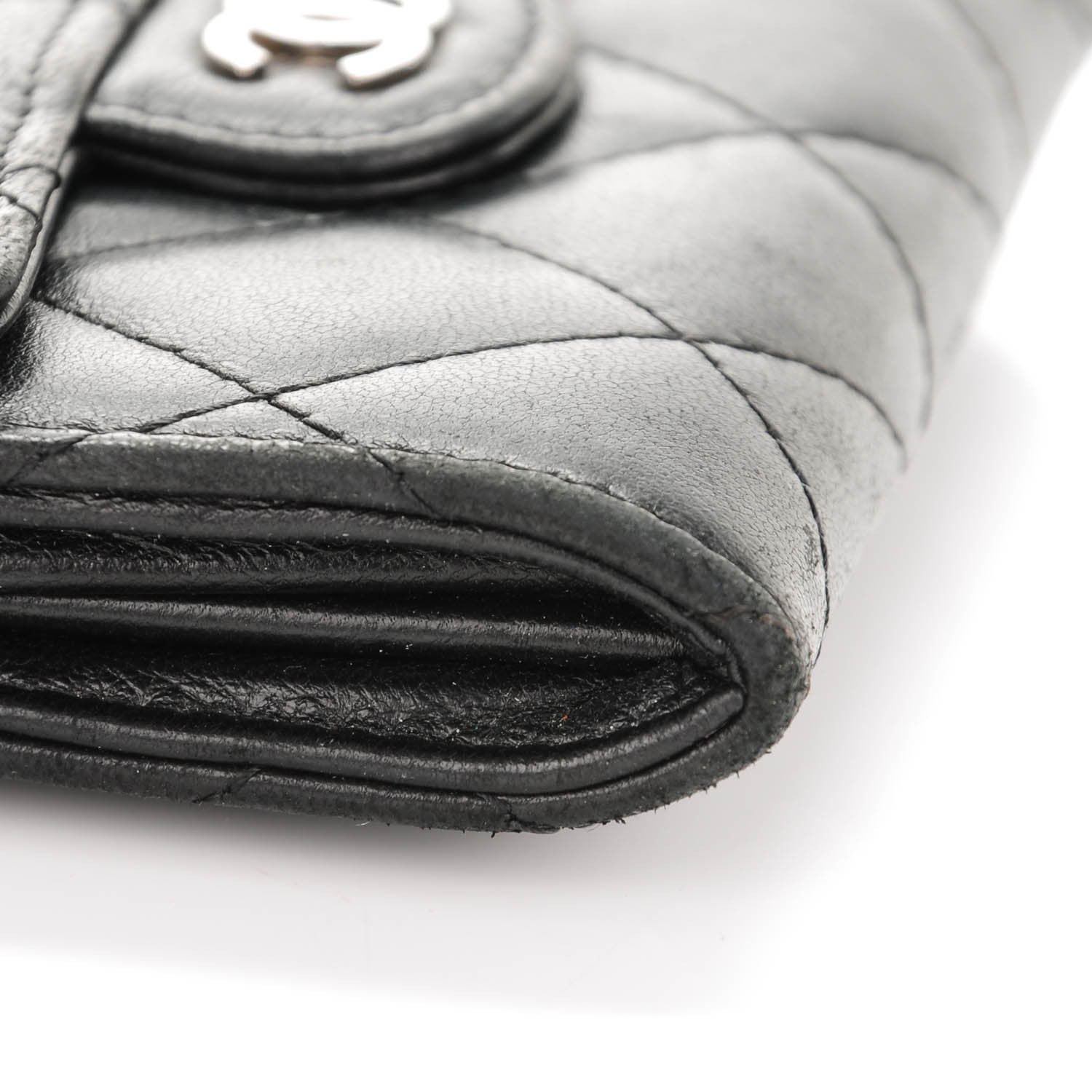 Chanel Lambskin Quilted Flap Card Holder Wallet Black 8 of 10