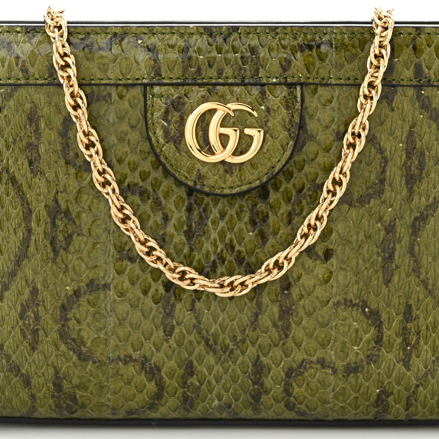 Gucci Snakeskin GG Mini Ophidia Chain Shoulder Bag Green 8 of 10