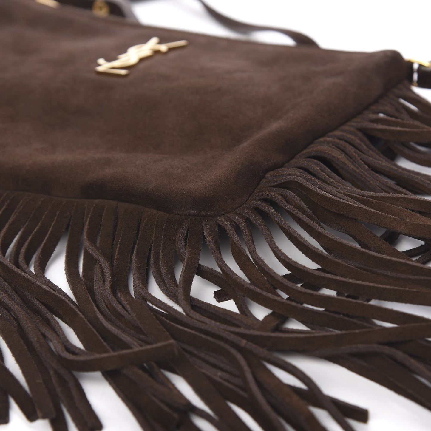 Suede Calfskin Small Fringe Crossbody Bag Brown