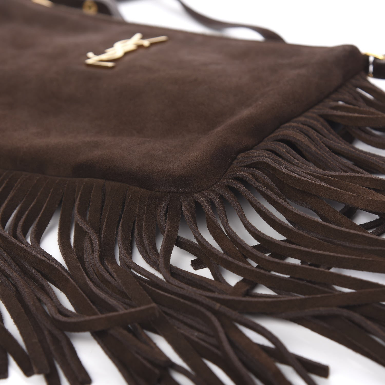 Saint Laurent Suede Calfskin Small Fringe Crossbody Bag Brown 10 of 11