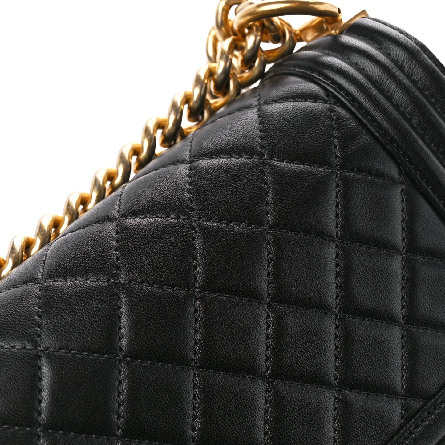 Lambskin Quilted Small Boy Flap Black