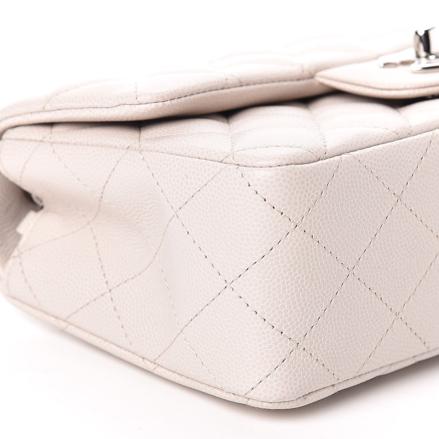 Caviar Quilted Mini Rectangular Flap White