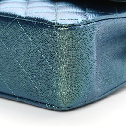 Chanel Iridescent Caviar Quilted Medium Double Flap Green 10 of 12