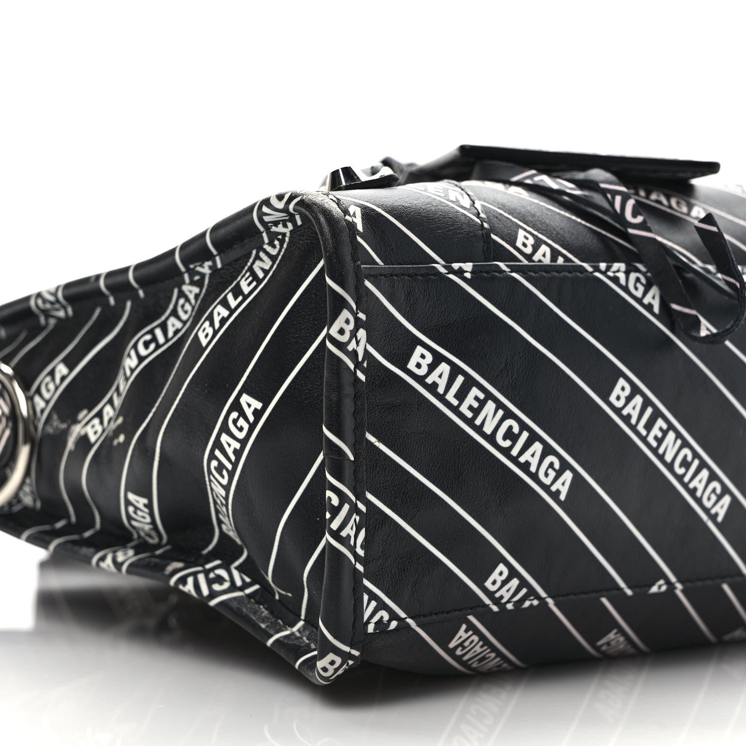 Balenciaga Veau Allover Logo Classic Silver Hardware S City Black White 8 of 13