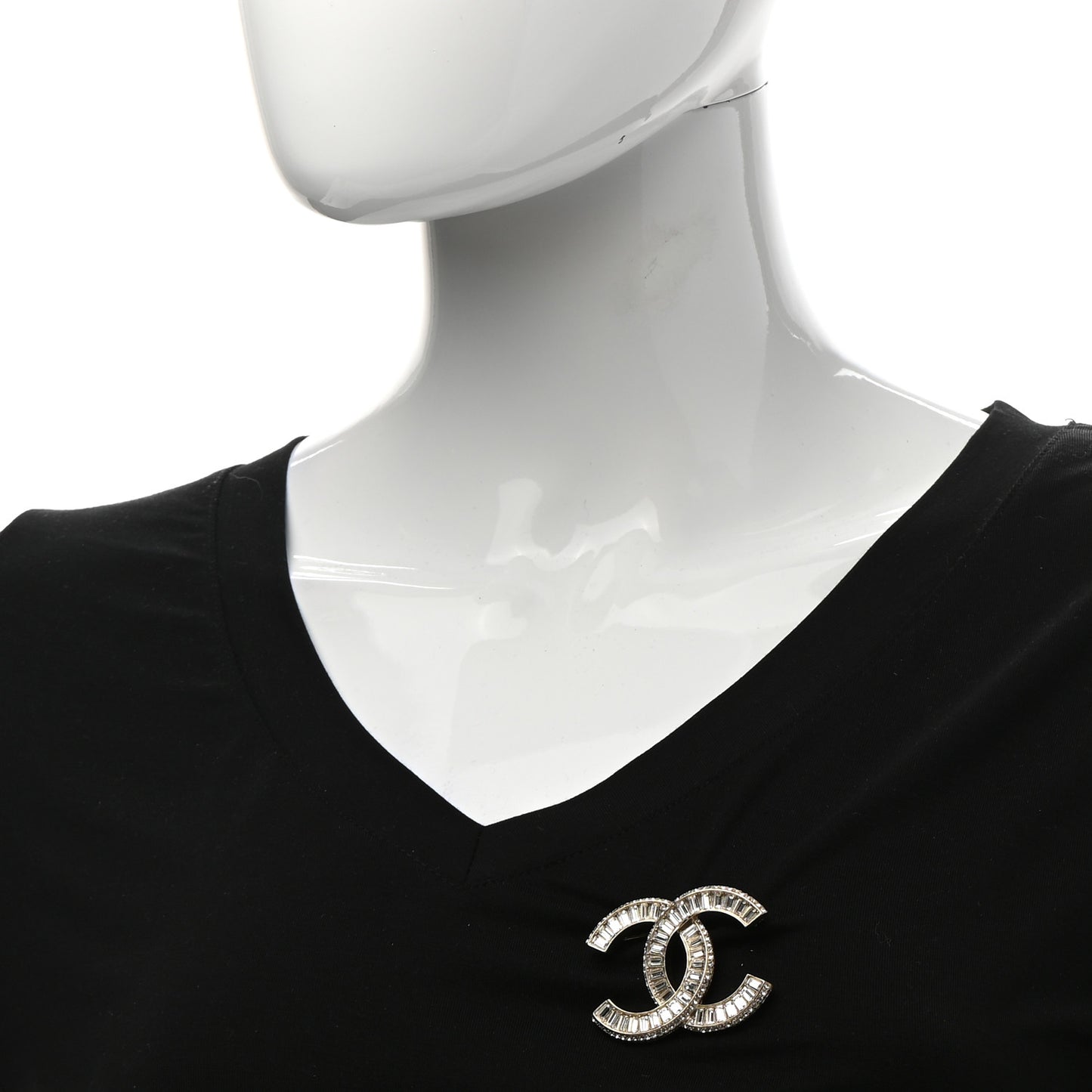 Baguette Crystal CC Brooch Gold
