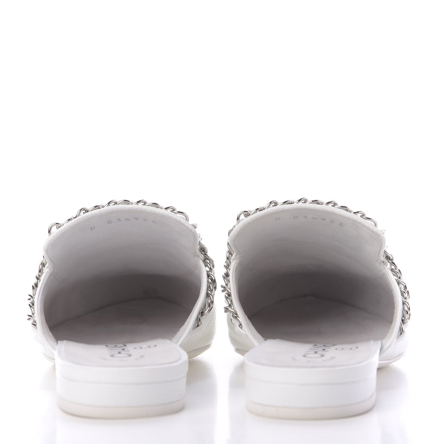 Goatskin Chain CC Mules 35.5 White