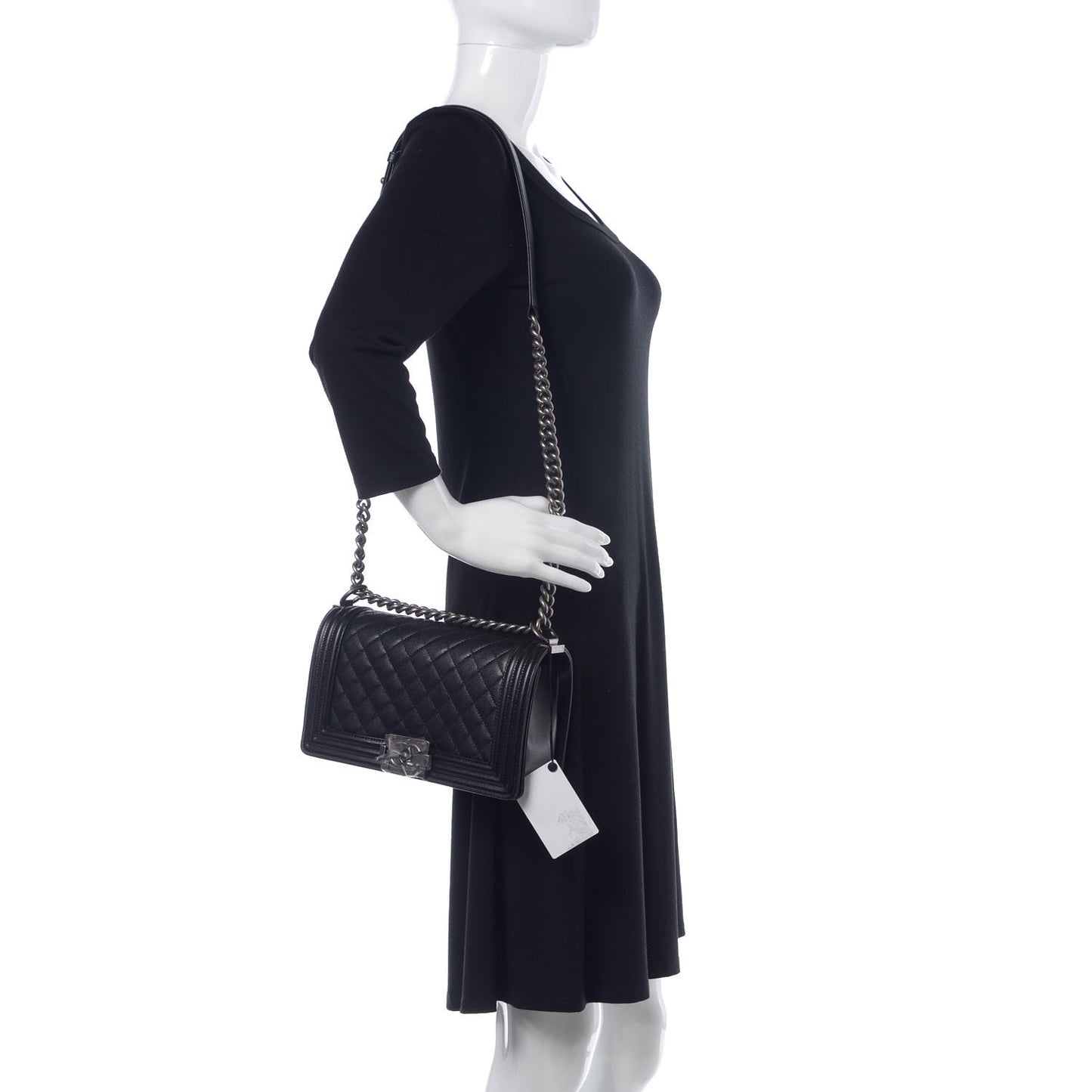 Caviar Quilted Medium Boy Flap Black