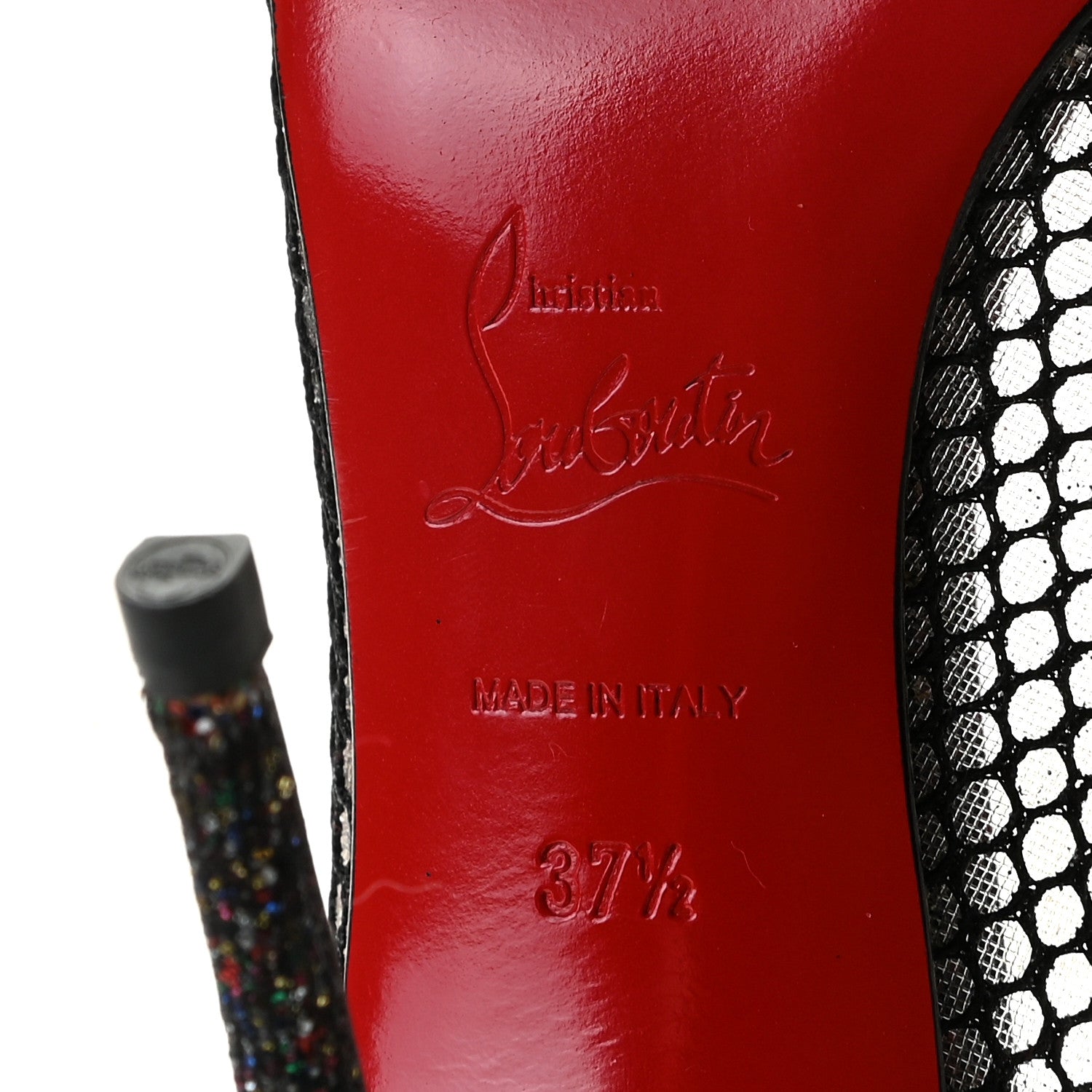 Christian Louboutin Fishnet Glitter Follies Lace 100 Pumps 37.5 Black 7 of 10