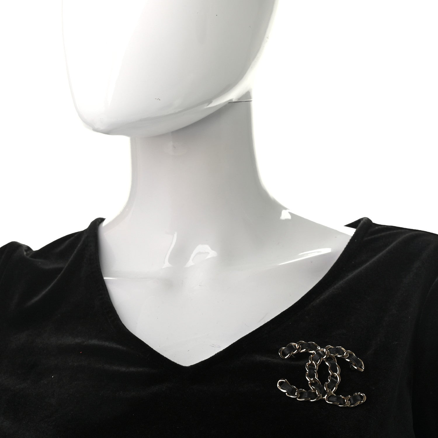 Chanel Lambskin Chain CC Brooch Black Gold 2 of 4