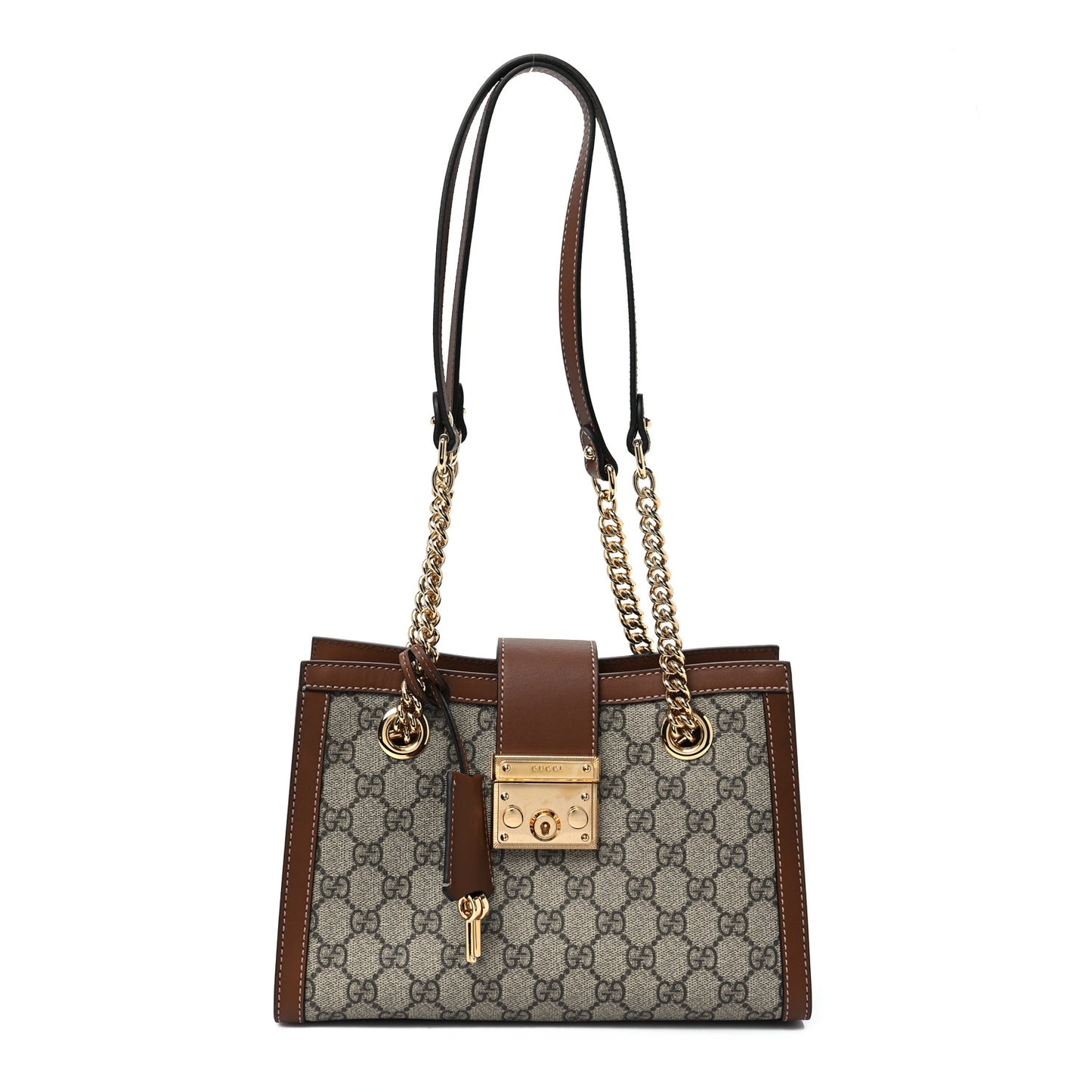 GG Supreme Monogram Calfskin Small Padlock Tote Beige Ebony Tuscany