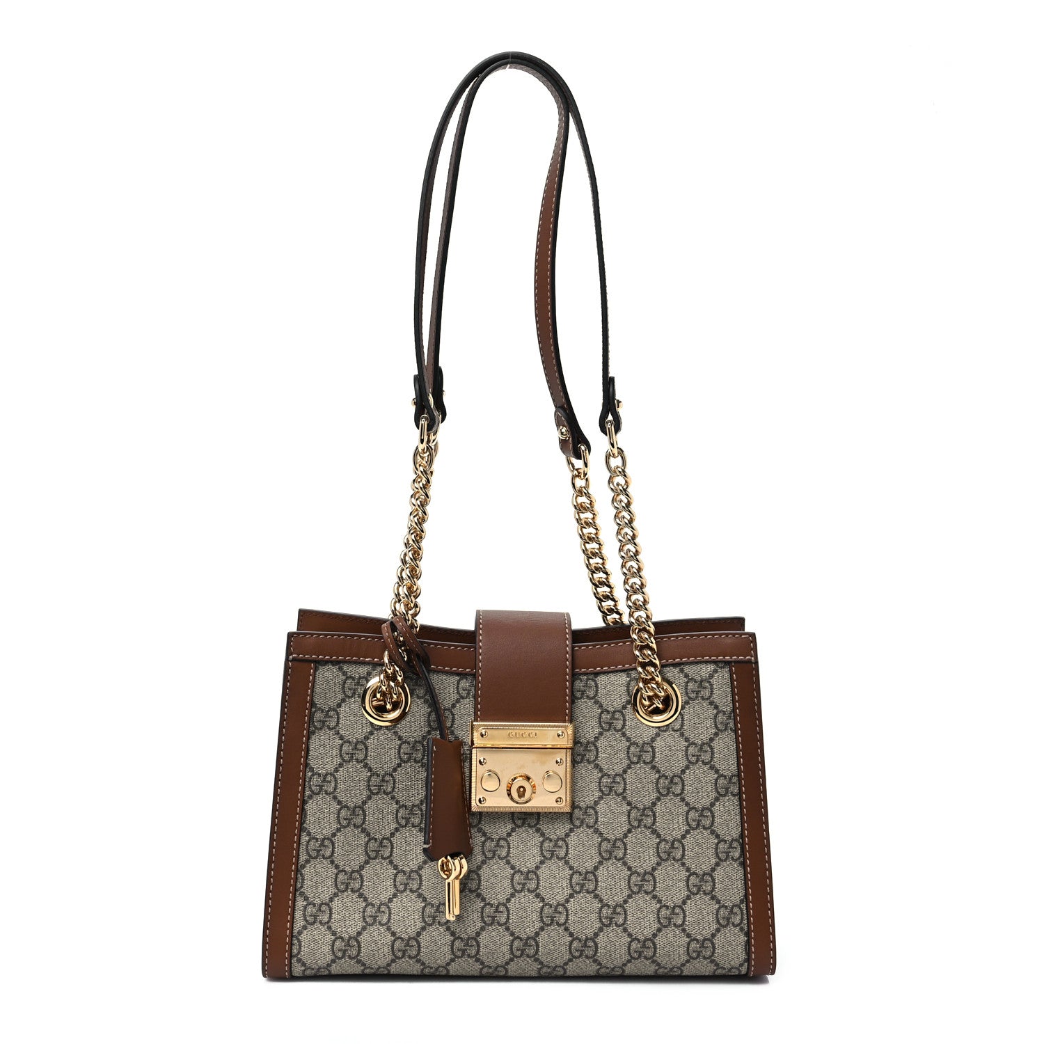Gucci GG Supreme Monogram Calfskin Small Padlock Tote Beige Ebony Tuscany 1 of 8