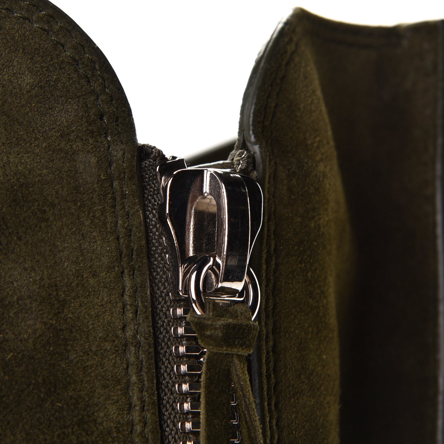 Baby Daim Suede Papier A4 Zip Around Tote Vert Militaire