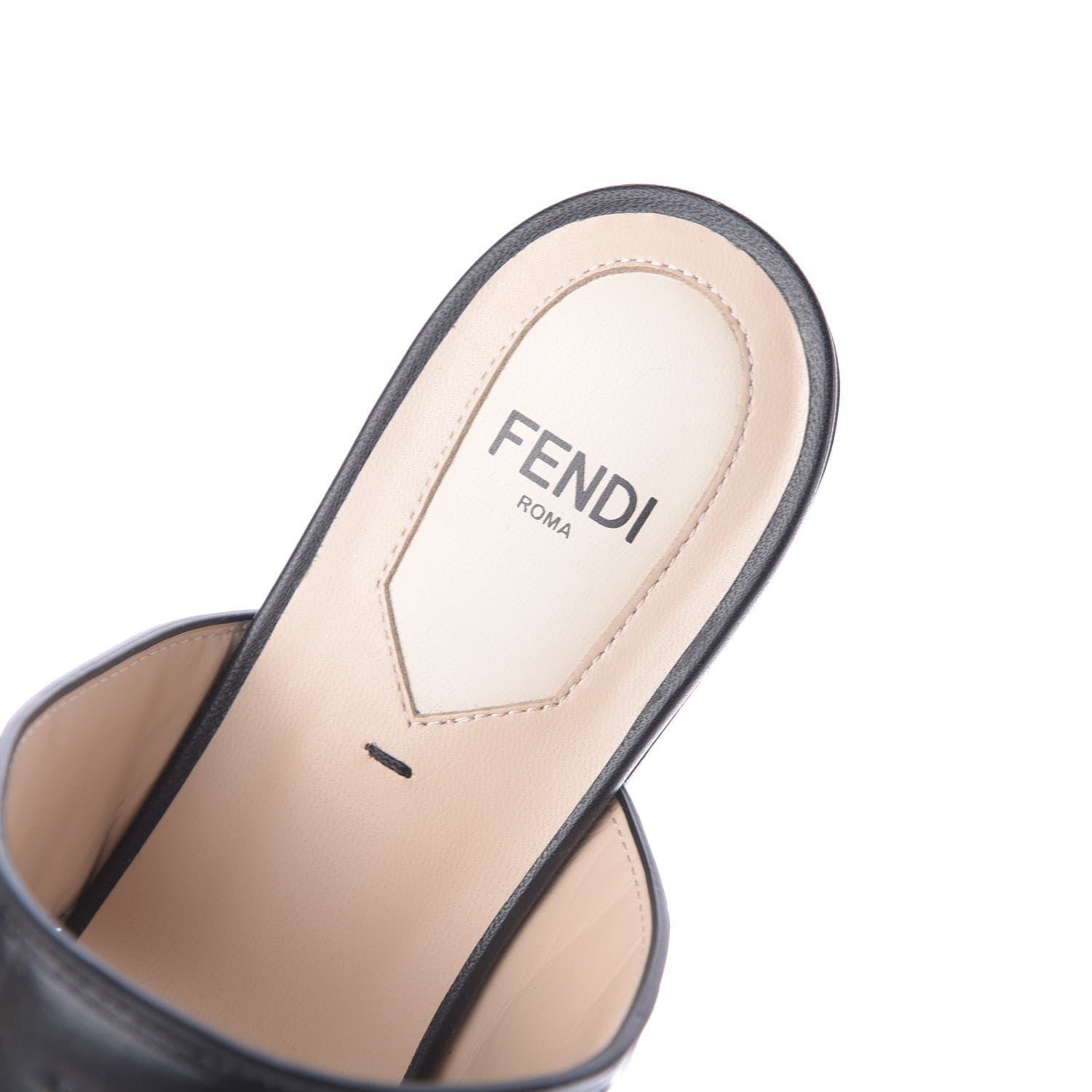 Fendi Nappa FF Embossed Flat Mules 37 Black 8 of 11