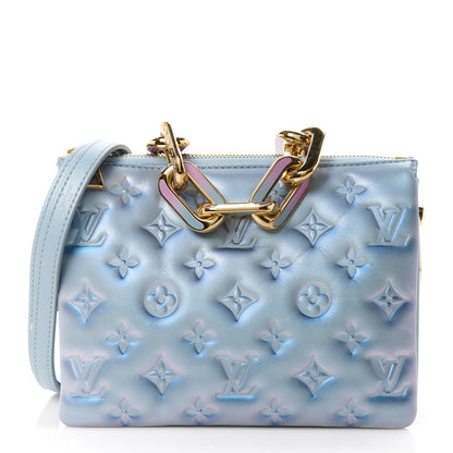 Louis Vuitton LOUIS VUITTON Metallic Lambskin Embossed Monogram Coussin BB Blue 1 of 11