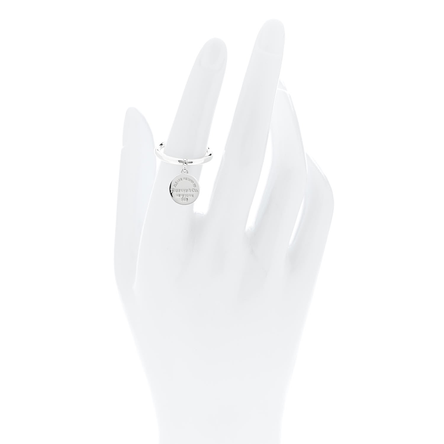Tiffany Sterling Silver Return to Tiffany Round Charm Ring 50 5.5 2 of 5