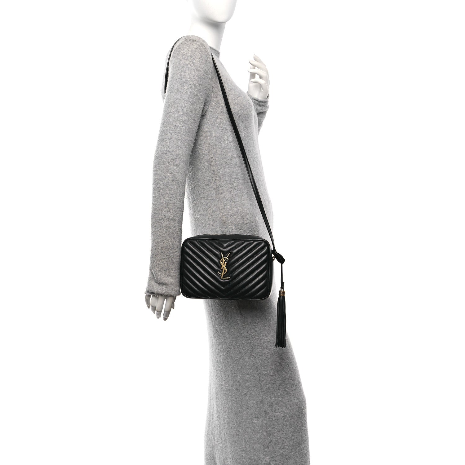 Saint Laurent Calfskin Matelasse Monogram Lou Camera Bag Black 2 of 11