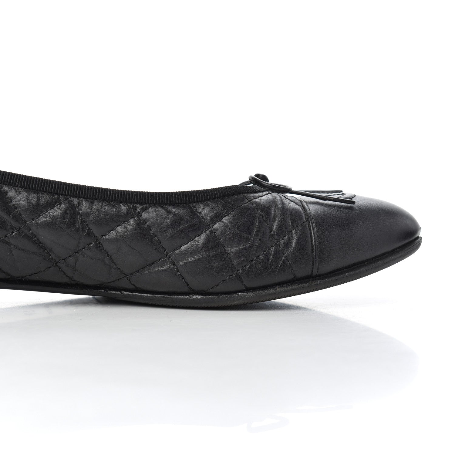 Chanel Aged Calfskin Quilted CC Cap Toe Ballerina Flats 39.5 Black 17 of 21