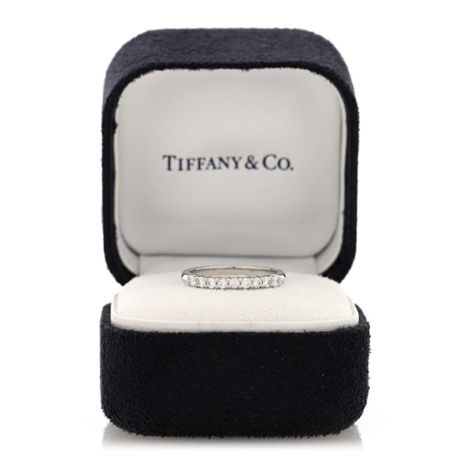 Tiffany Platinum Diamond .27ctw 2.2mm Half Circle Forever Band Ring 52 6 5 of 5
