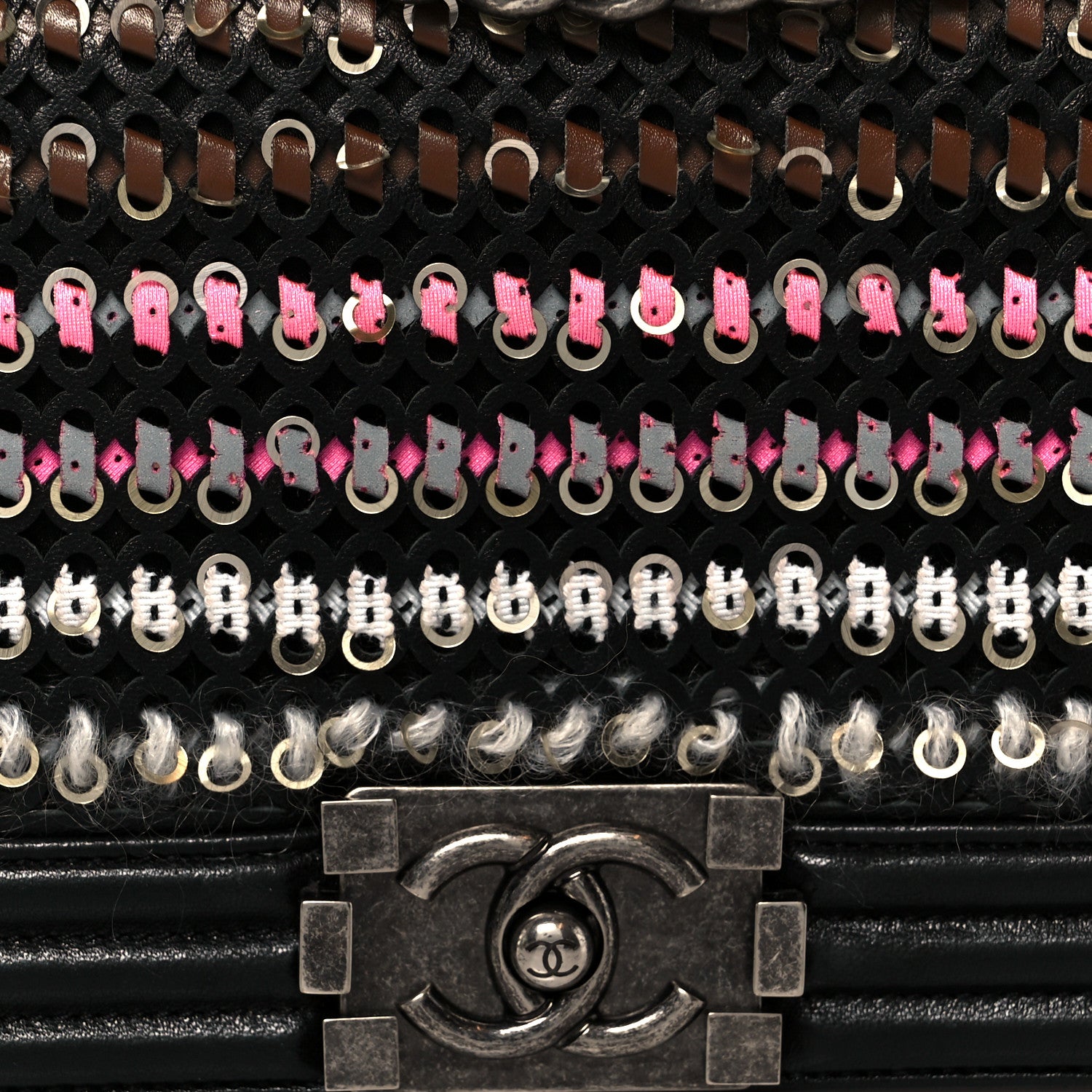 Chanel Lambskin Tweed Woven Medium Boy Flap Black 8 of 10