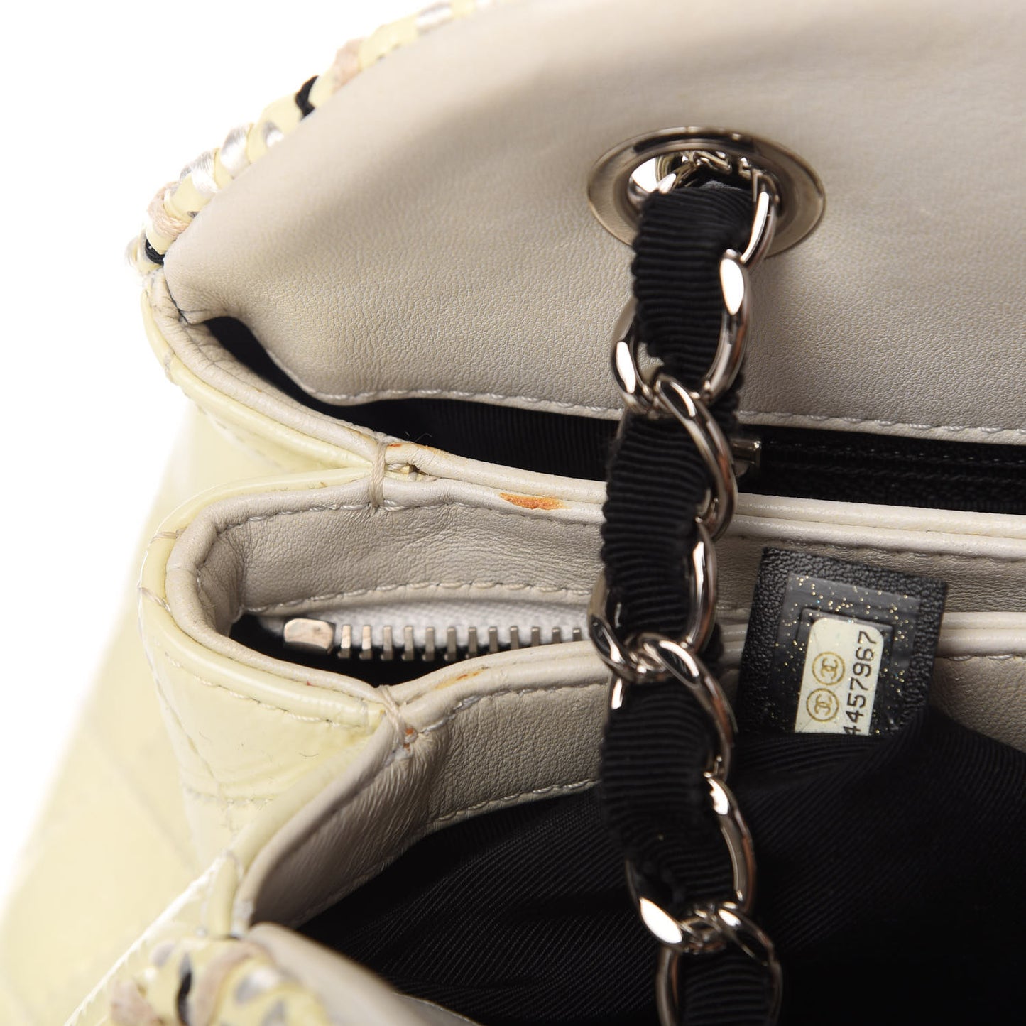 Patent Hand Embroidered Medium Just Mademoiselle White