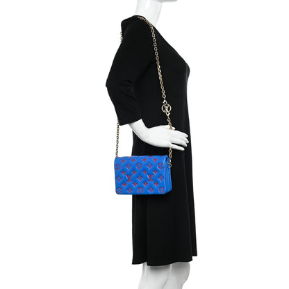 Louis Vuitton Lambskin Embossed Monogram Vuittamins Pochette Coussin Blue Red 2 of 11