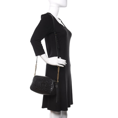Gucci Calfskin Matelasse Small GG Marmont Chain Shoulder Bag Black 3 of 11
