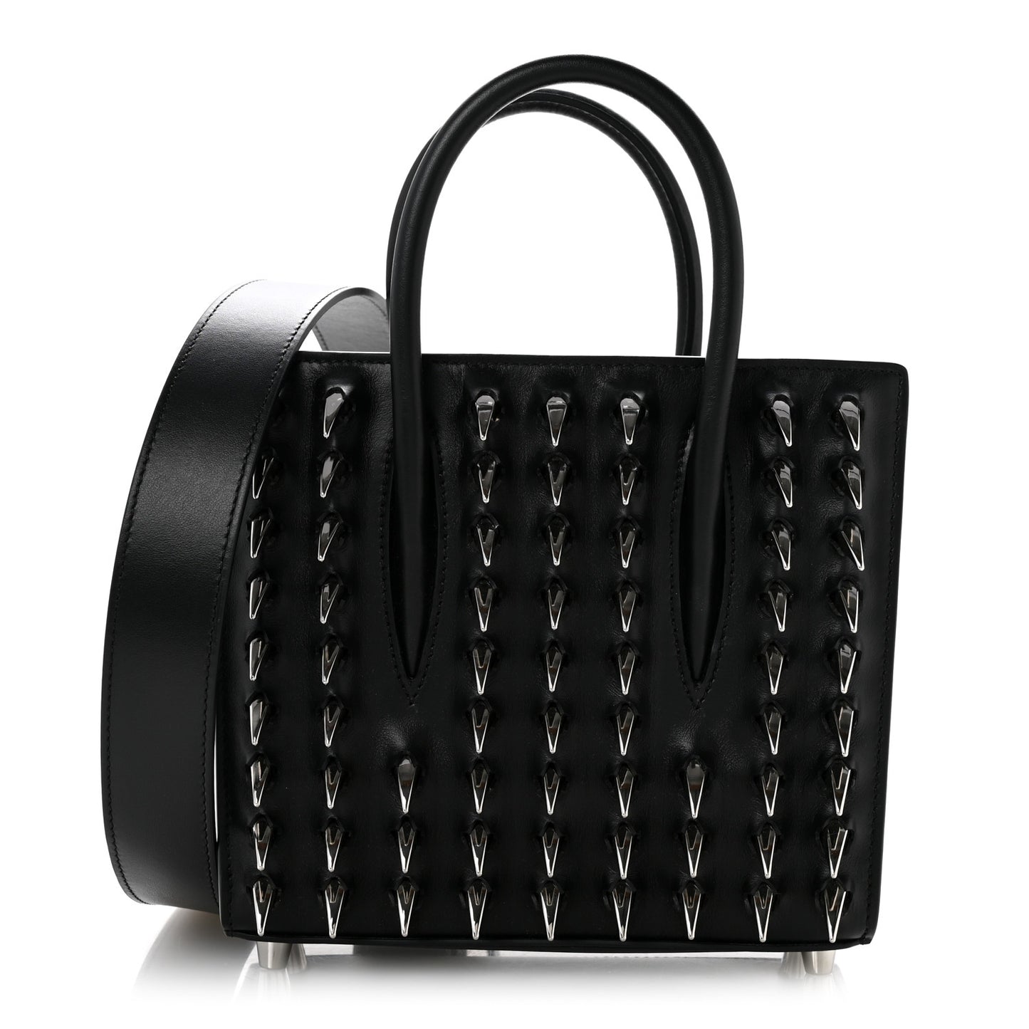 Calfskin Paris Spikes Claw Mini Paloma  Black Silver
