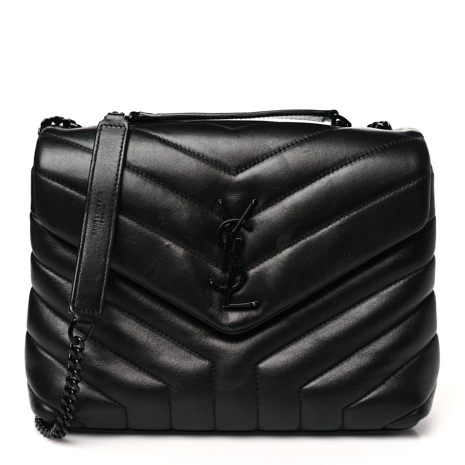 Saint Laurent Calfskin Y Quilted Monogram Monochrome Small Loulou Chain Satchel Black 1 of 12