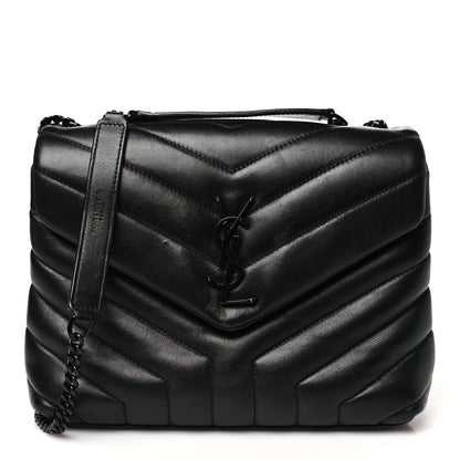 Saint Laurent Calfskin Y Quilted Monogram Monochrome Small Loulou Chain Satchel Black 1 of 12