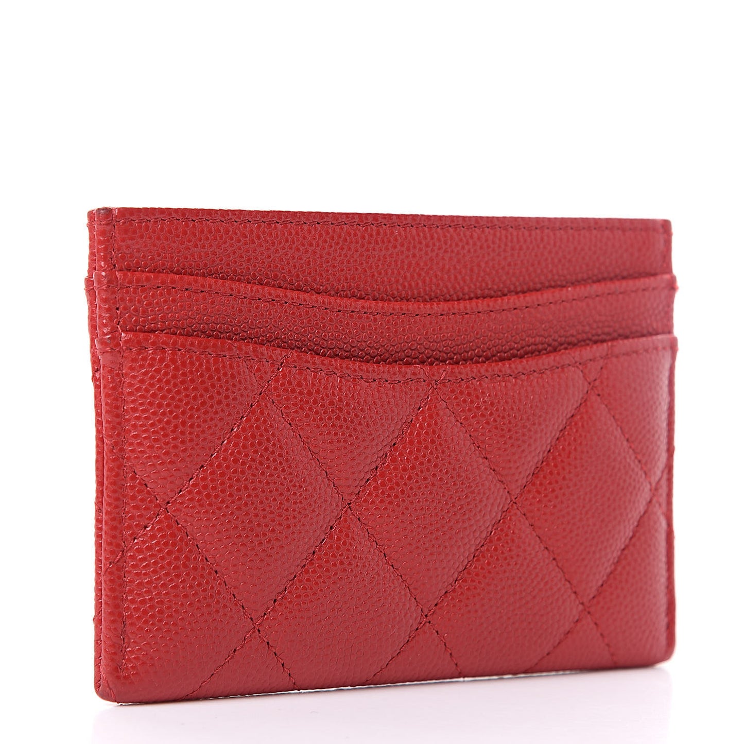 Caviar Quilted Card Holder Red