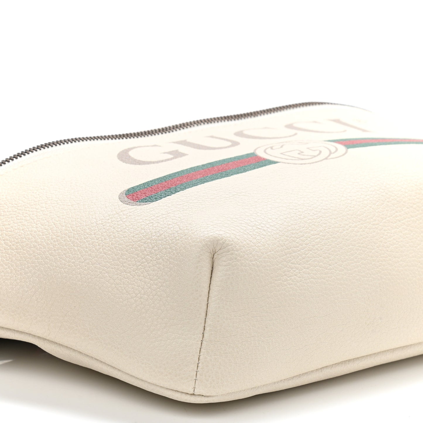 Grained Calfskin Logo Belt Bag White