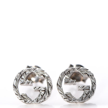 Gucci Sterling Silver Textured Interlocking G Stud Earrings 1 of 5