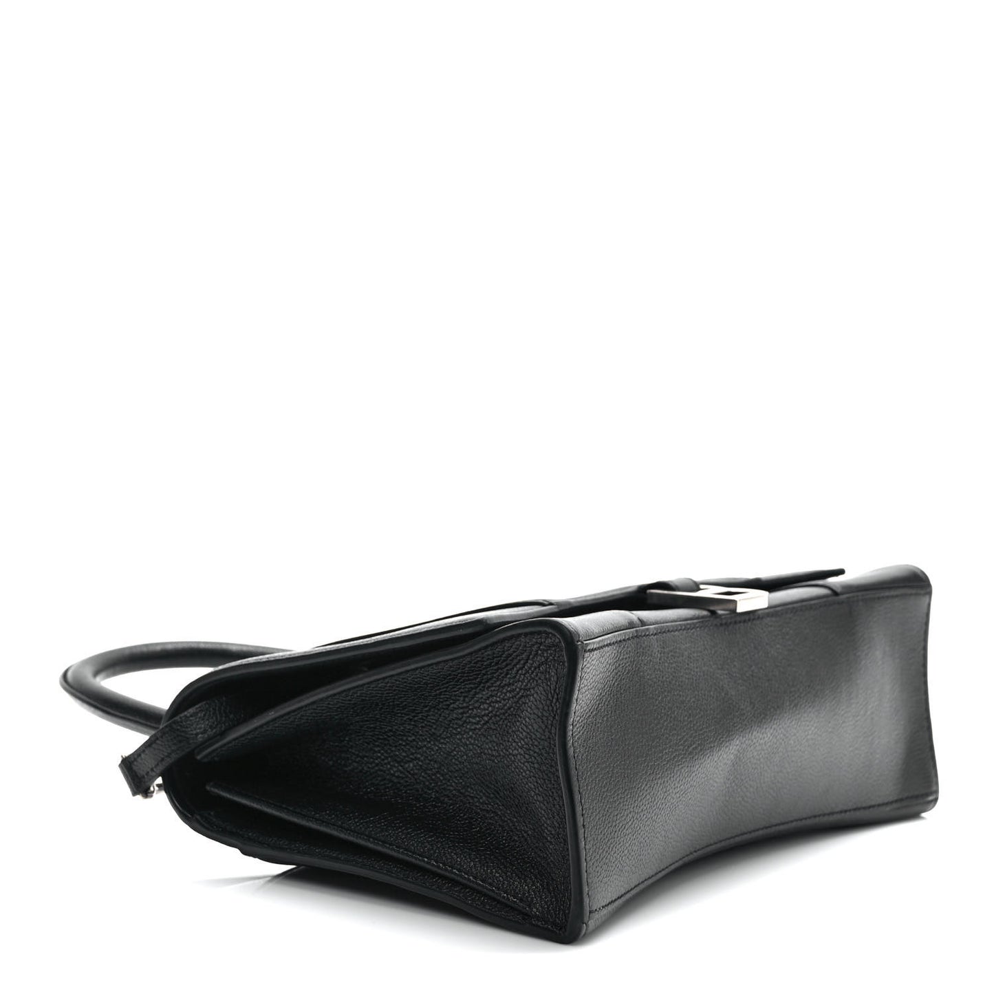 Grained Calfskin Medium Hourglass Top Handle Bag Black