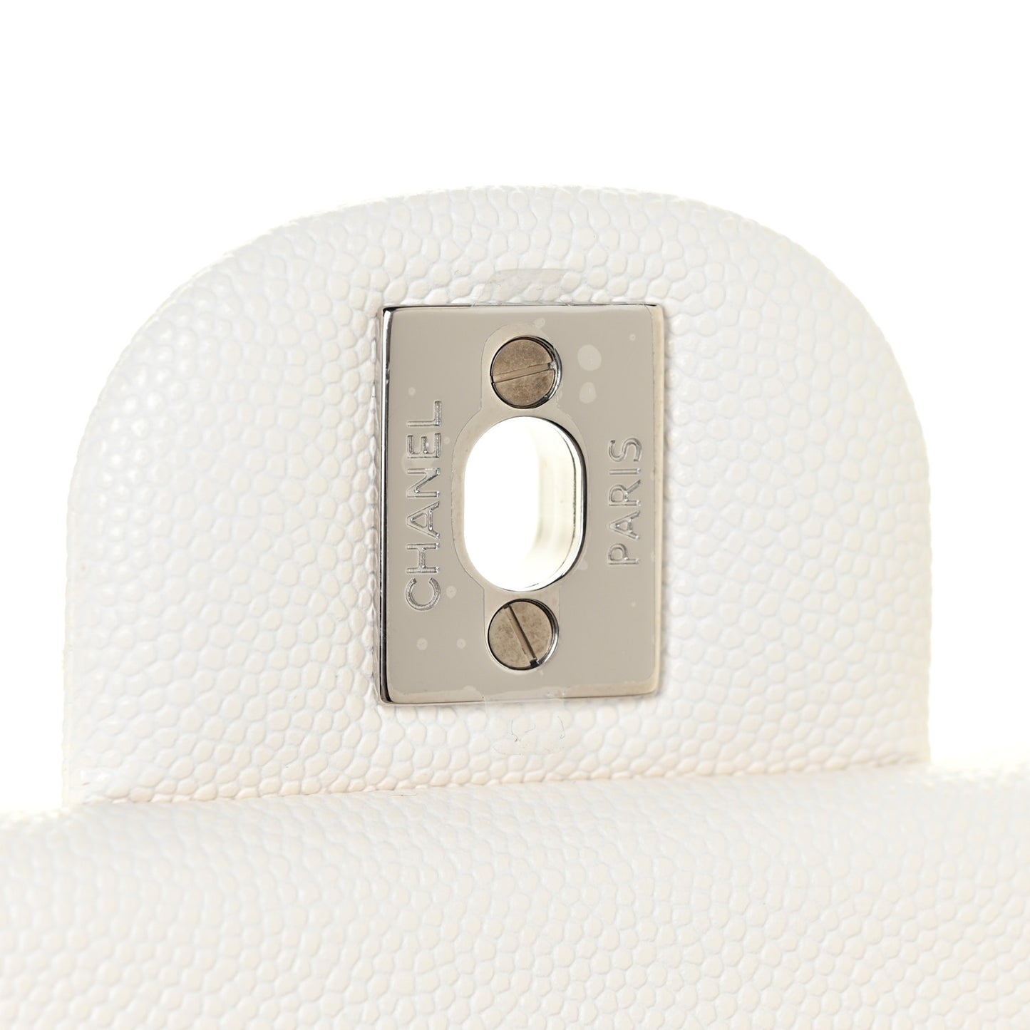 Caviar Quilted Medium Double Flap White