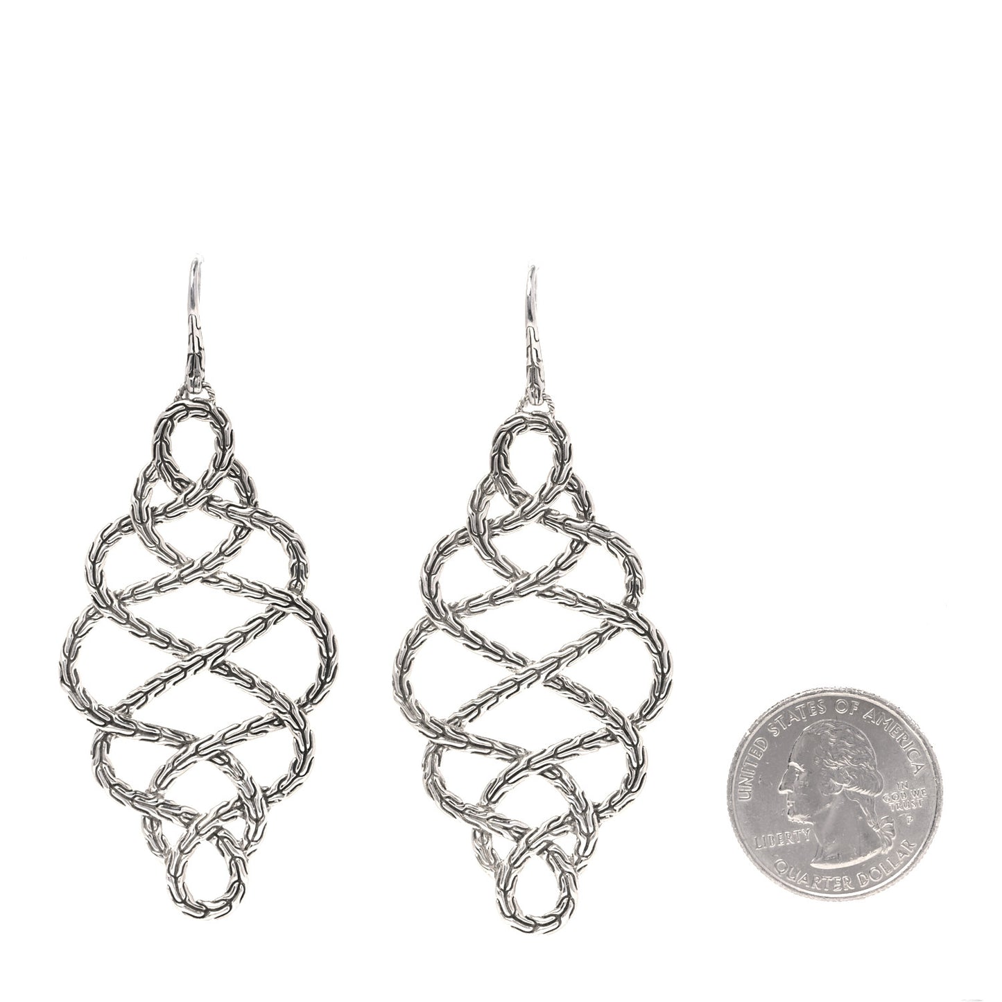 Sterling Silver Classic Chain Braided Drop Earrings