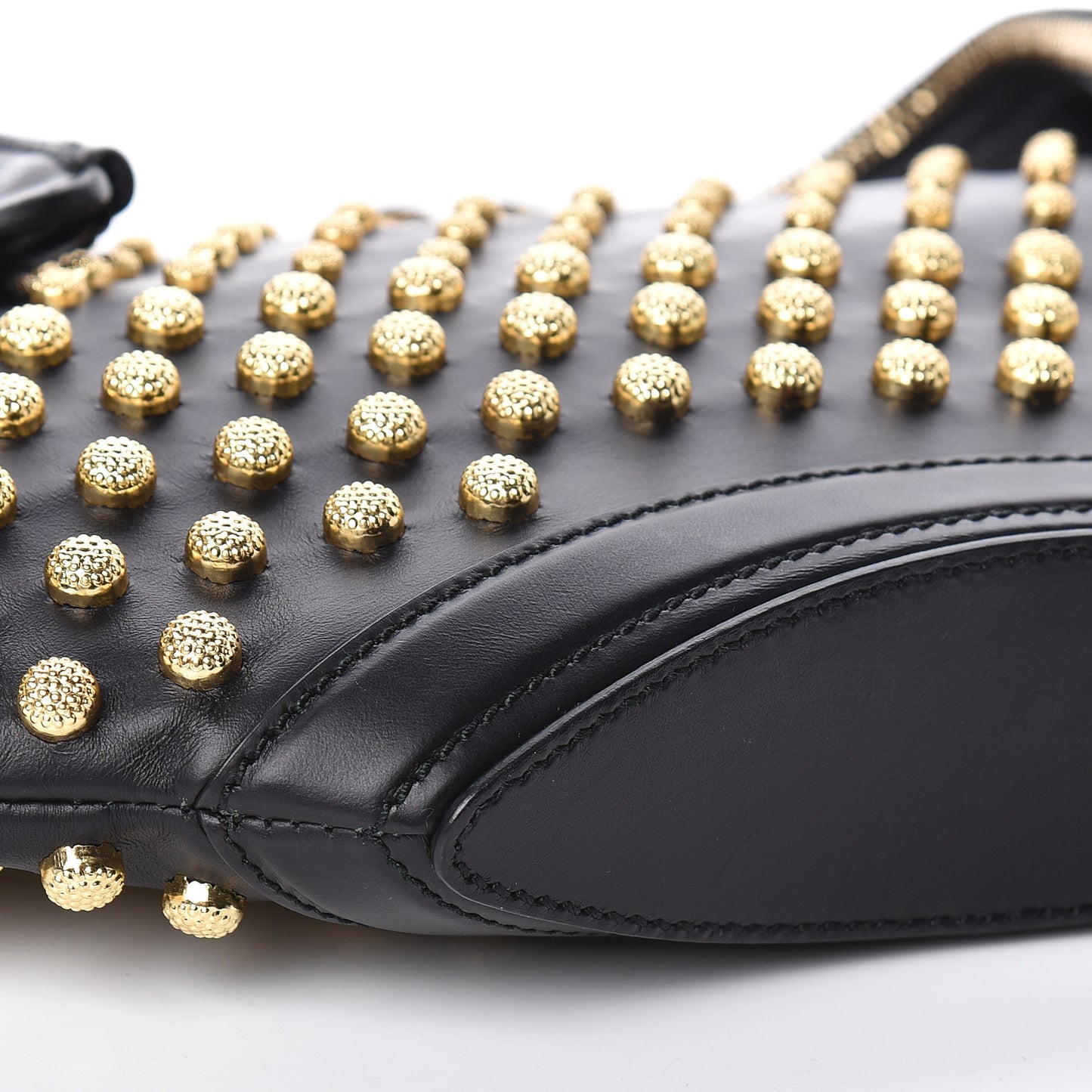 Calfskin Studded De Manta Clutch Black