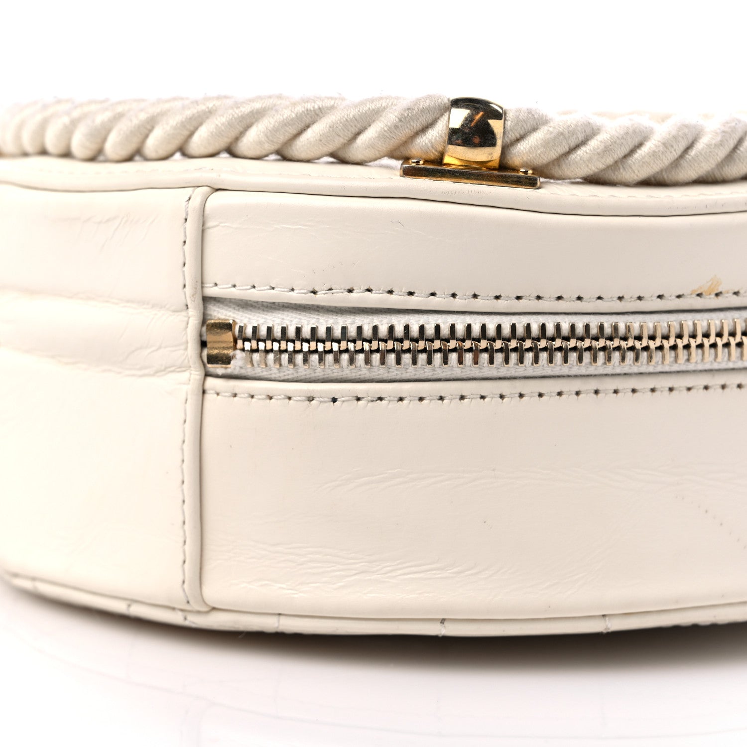 Chanel Crumpled Calfskin Cotton Small En Vogue Round Bag White 9 of 14