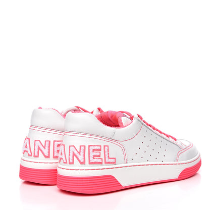 Chanel Calfskin Womens Logo Sneakers 39 Fuchsia White 4 of 8