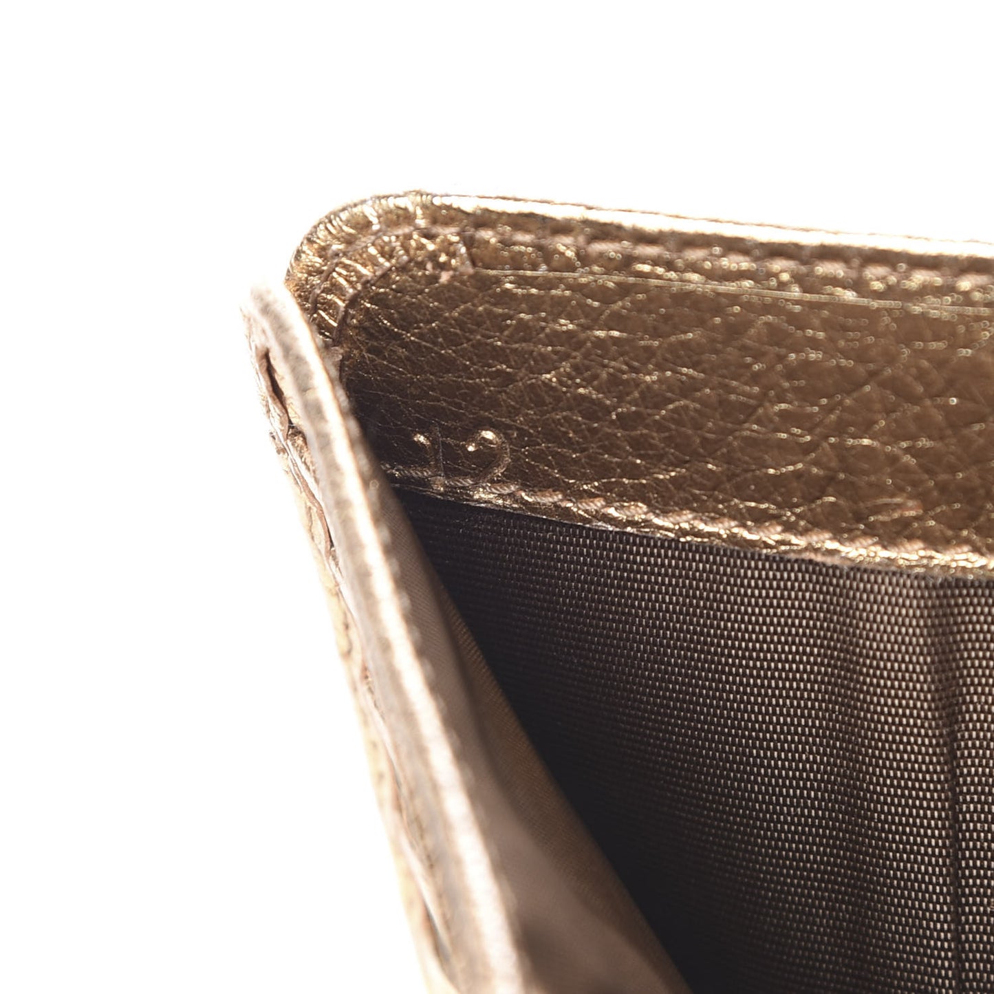Metallic Goatskin Madras Bi-Color Tri-Fold Flap Wallet White Pyrite