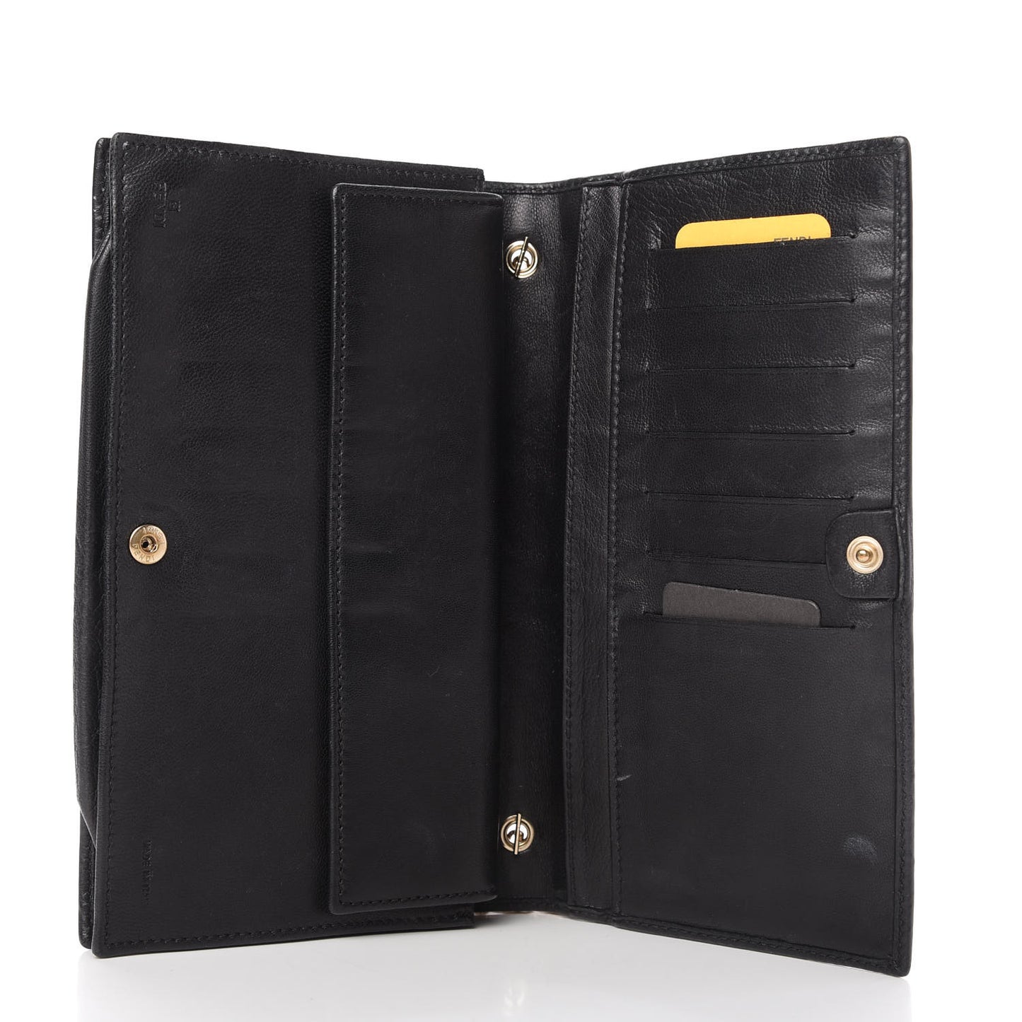 Nappa Logo Embossed Long Wallet On Chain Black