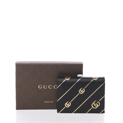 Gucci Calfskin Diagonal GG Card Case Black Gold 7 of 7