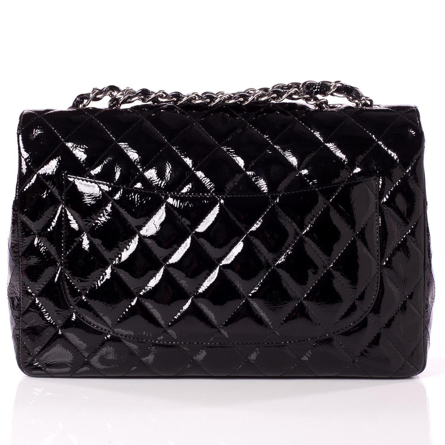 Distressed Patent Jumbo Single Flap Black