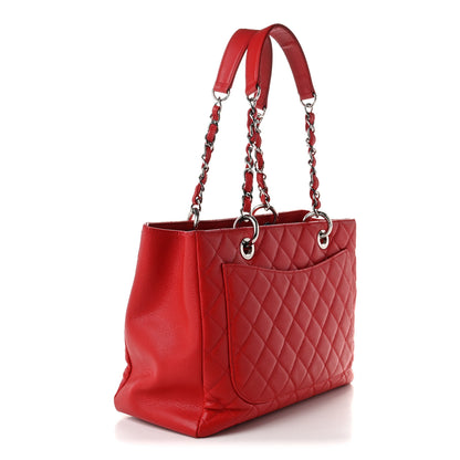 Chanel Caviar Quilted Grand Shopping Tote GST Red 3 of 11