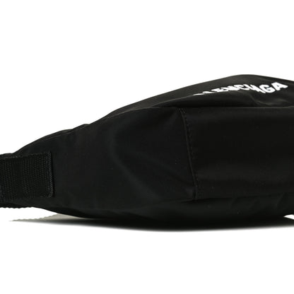 Balenciaga Recycled Sport Nylon Logo Embroidered Wheel Sling Bag Black White 9 of 12